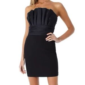 Likely Black Strapless Pleated Dress